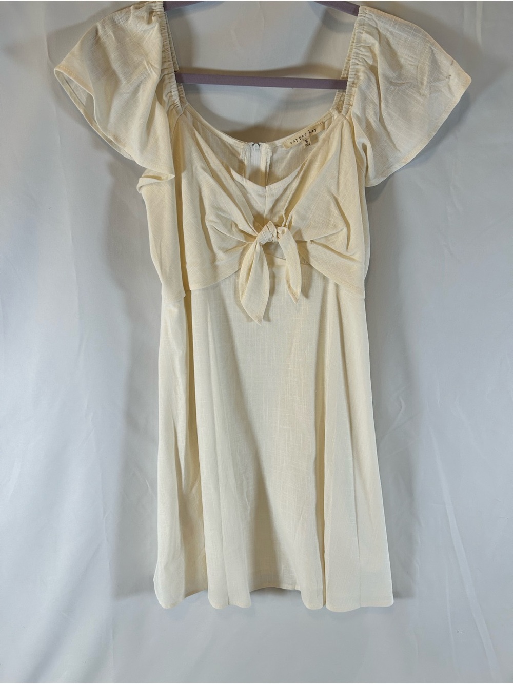 Copper Key Cream Tie-Front Mini Dress